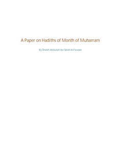 a paper on hadiths of month of muharram